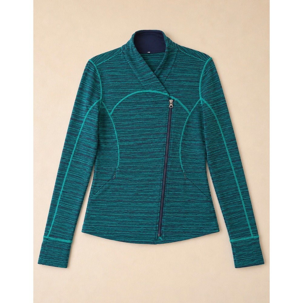 Lululemon Precision Jacket Size 8 Green Cyber Jungle Hero Blue Full Zip Luon